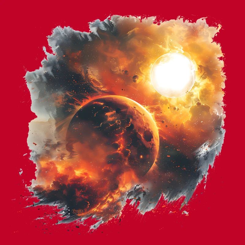 Tempête de feu du cosmos planétaire