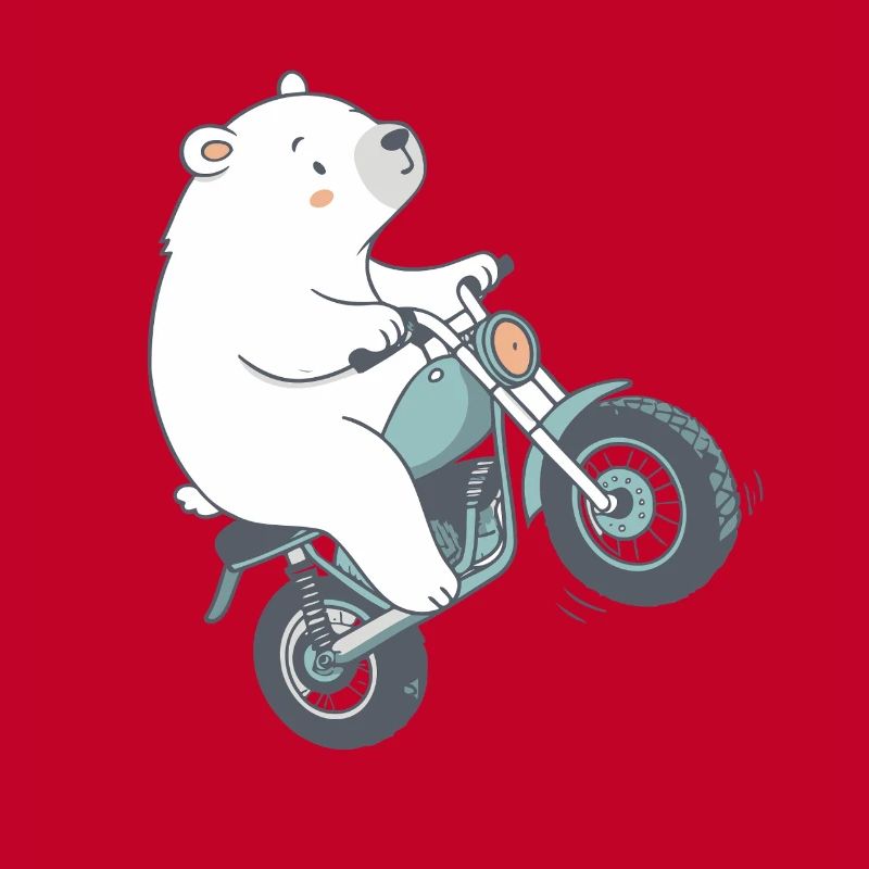 Polar Bear on Vintage Motorcycle