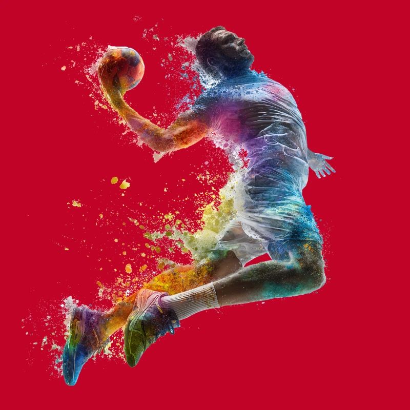Farbexplosion Handball Sprungwurf