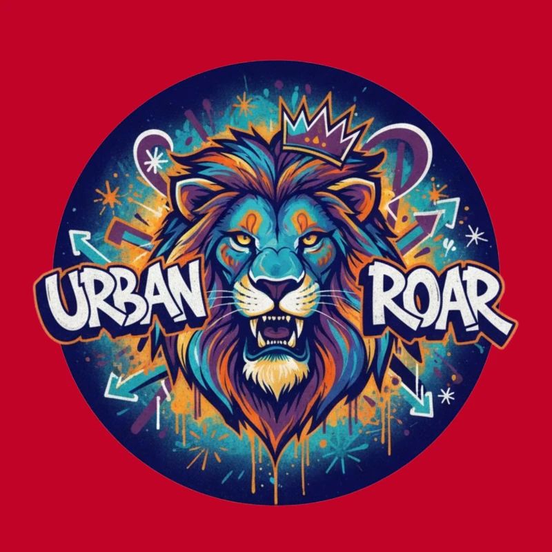 Cercle de graffitis de lion urbain