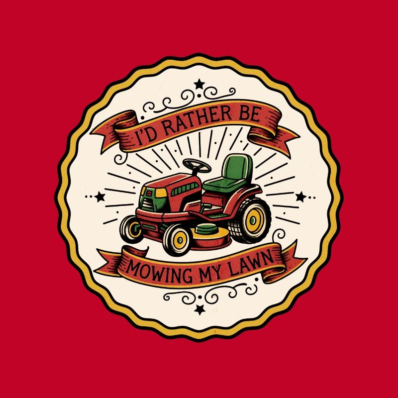 I'd Rather Be Mowing — Retro Badge