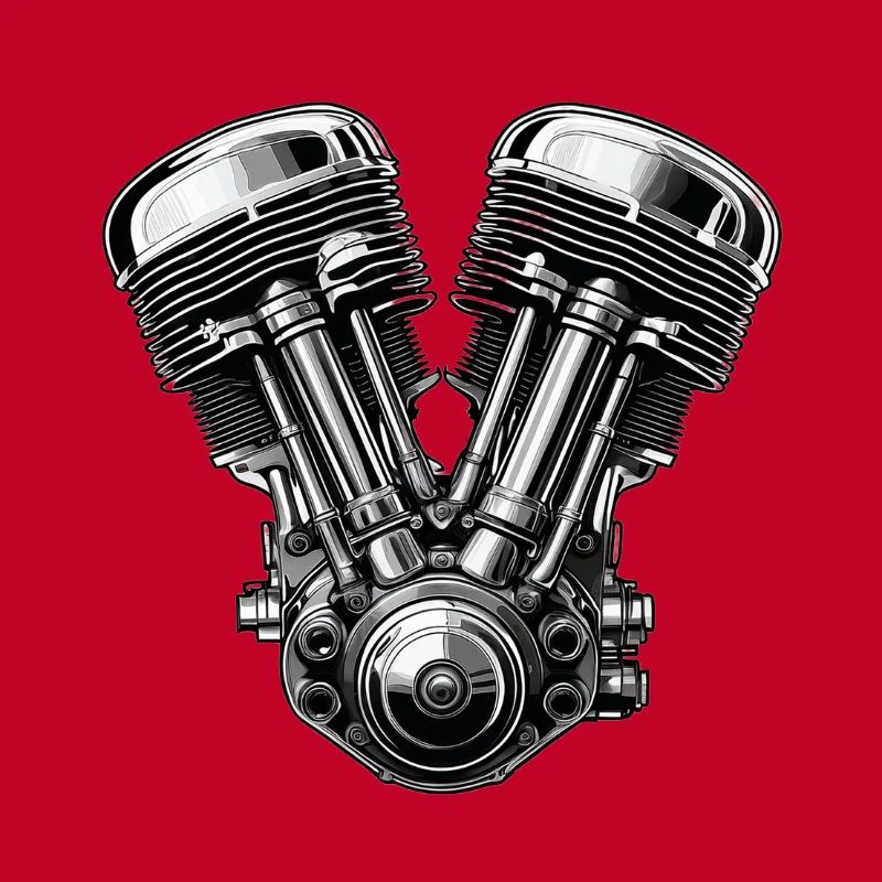 Chrome V-Twin Engine Graphic