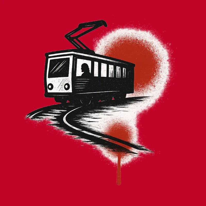 Tram sur la traînée rouge