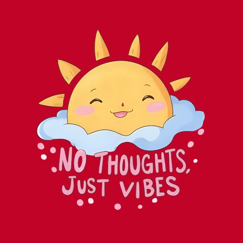 No Thoughts Just Vibes Retro Sun Anime Design