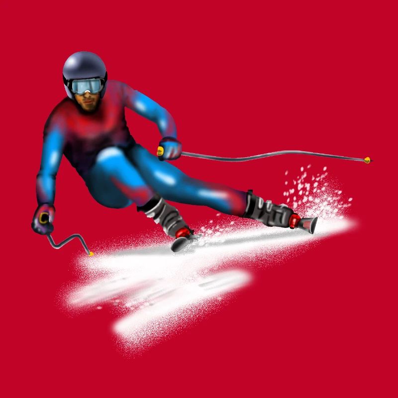 Bunter Skifahrer in Action