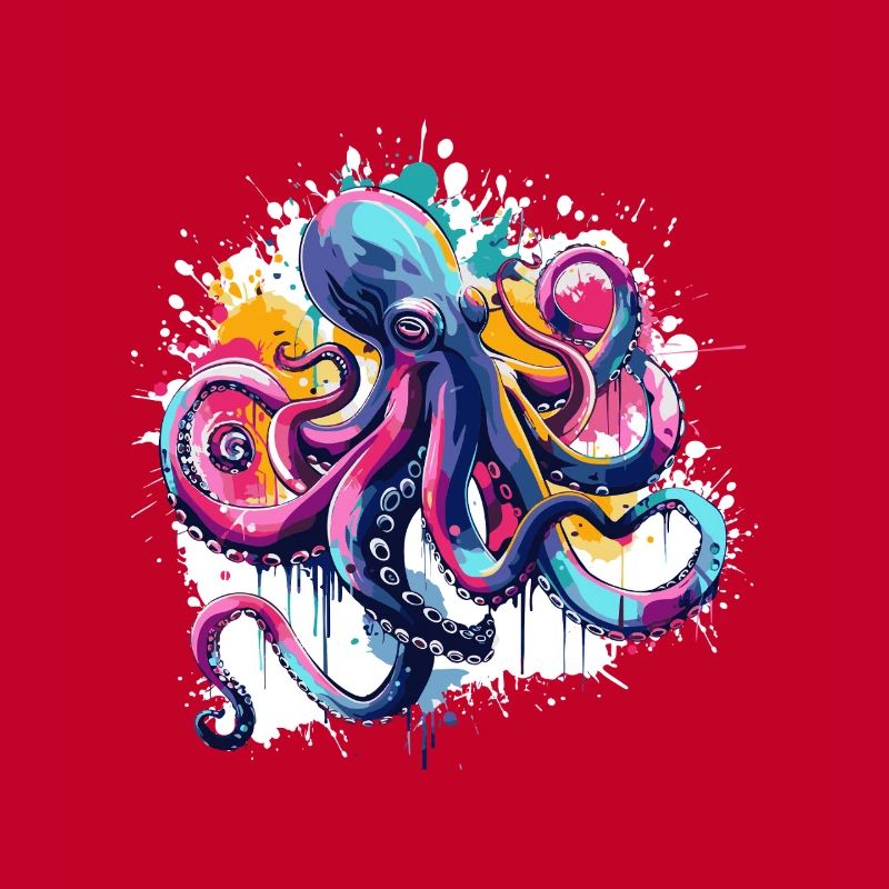 Colorful octopus paint splash