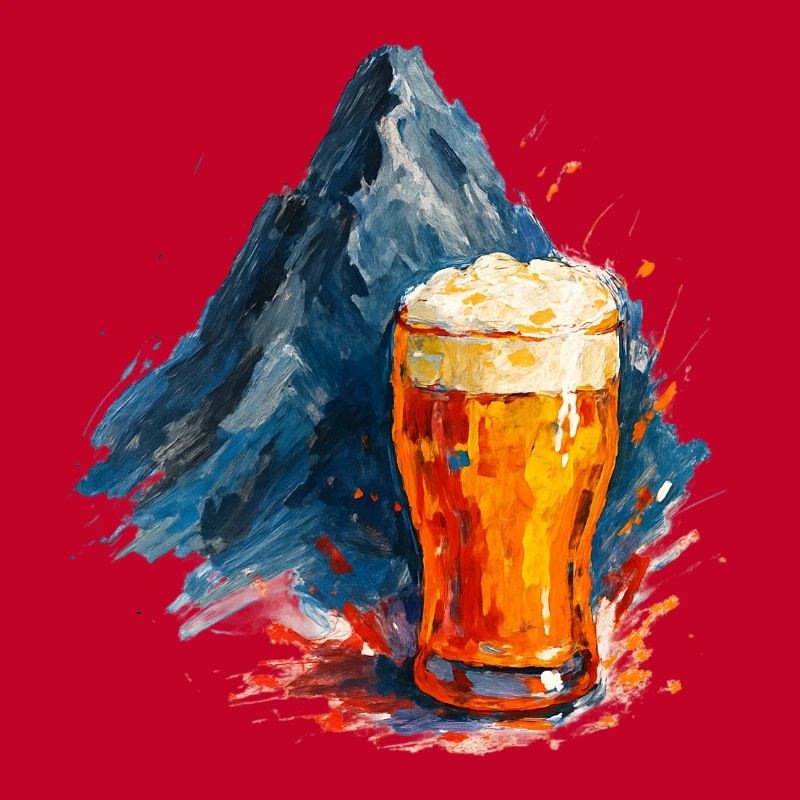 Beer and mountain panorama
