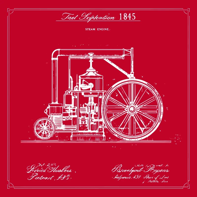 Vintage Steam Engine Blueprint