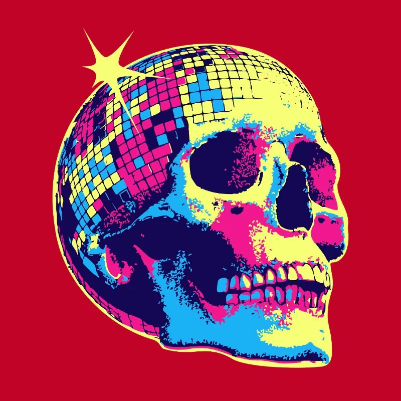 Neon Disco Skull
