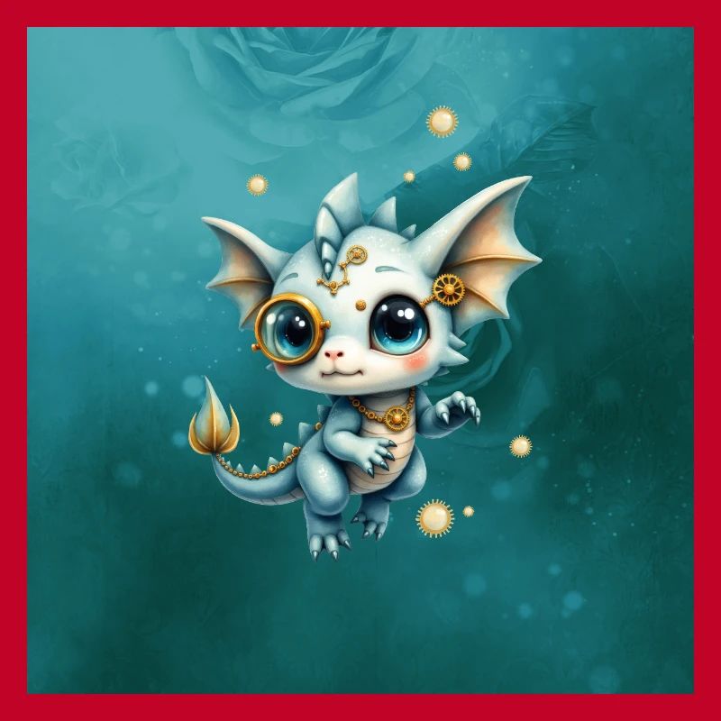 Steampunk Dragon Bleu Monocle