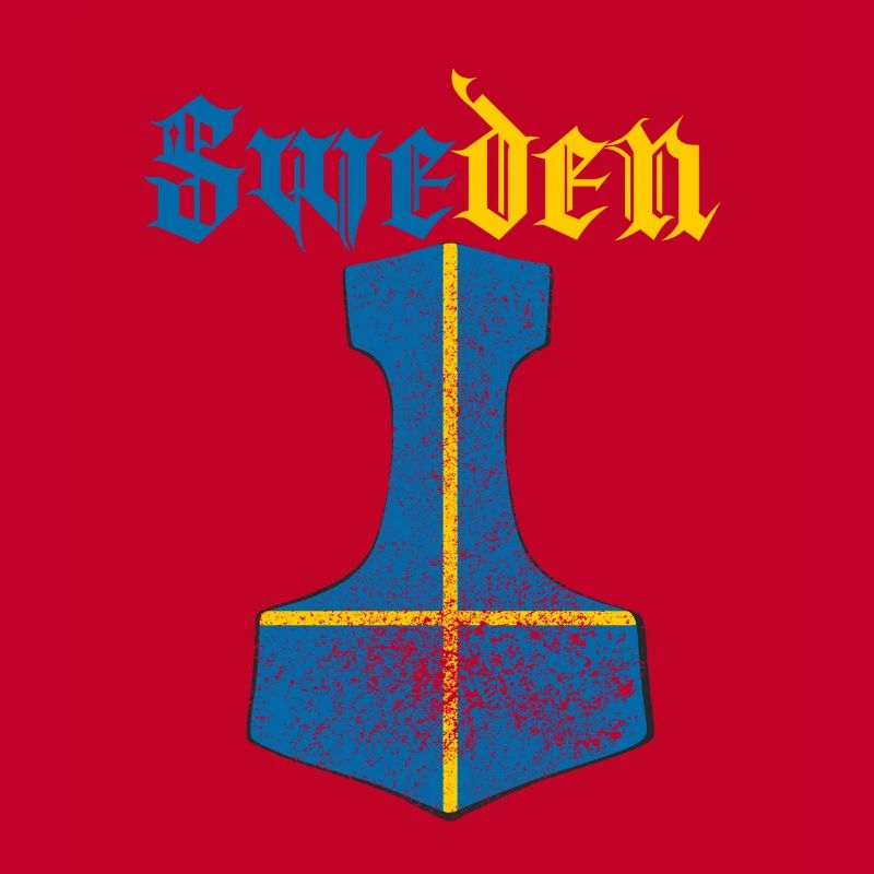 Drapeau de la Suède – Mjölnir Thorhammer Design