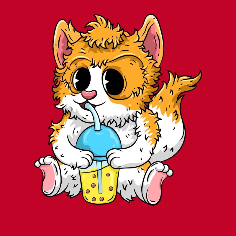 Süße Katze mit Bubble Tea