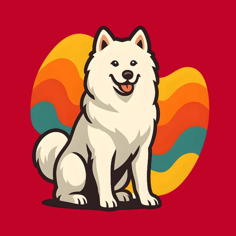 Chien Samoyède Prisme Retro Wave