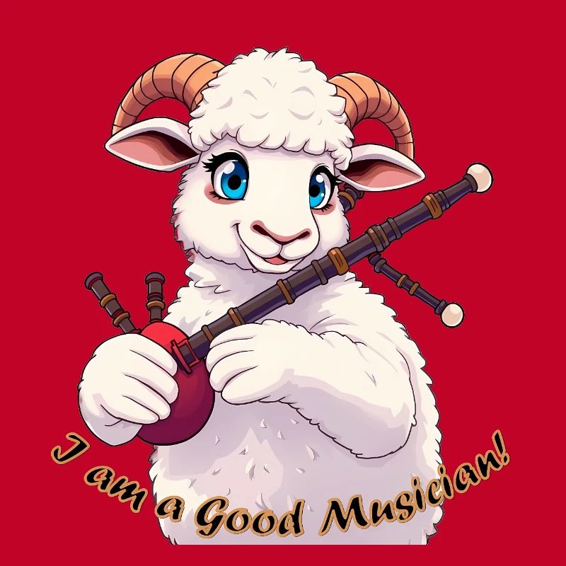 Mouton Musicien Cornemuse Cartoon