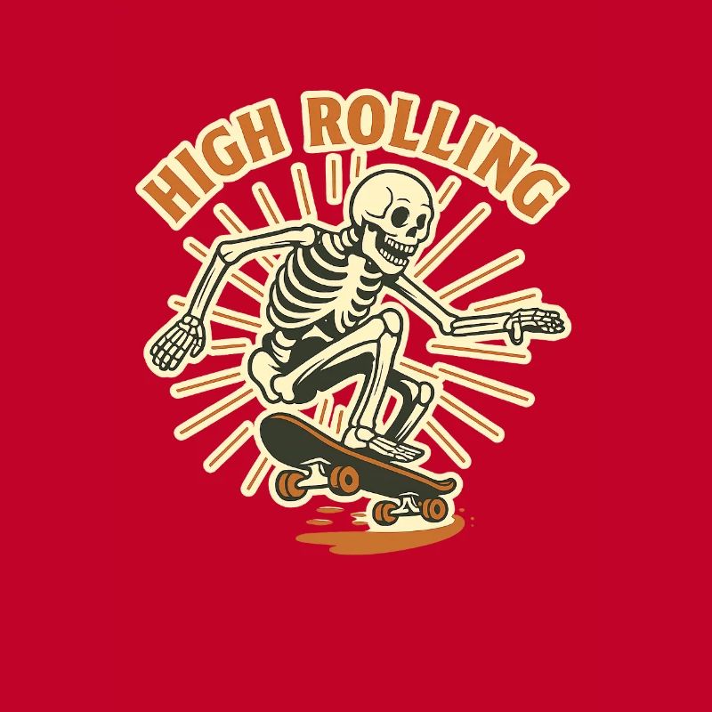 High Rolling Skeleton Skateboard