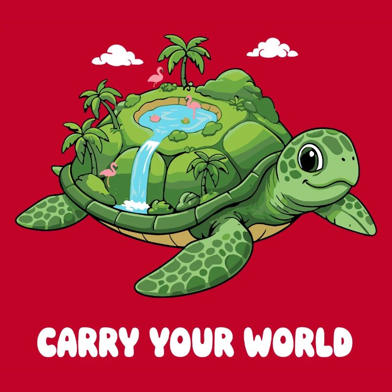 Island turtle with waterfall