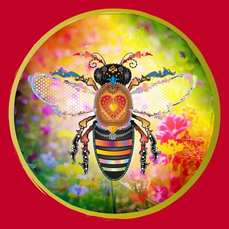 Abeille colorée décorée sur la prairie d’été