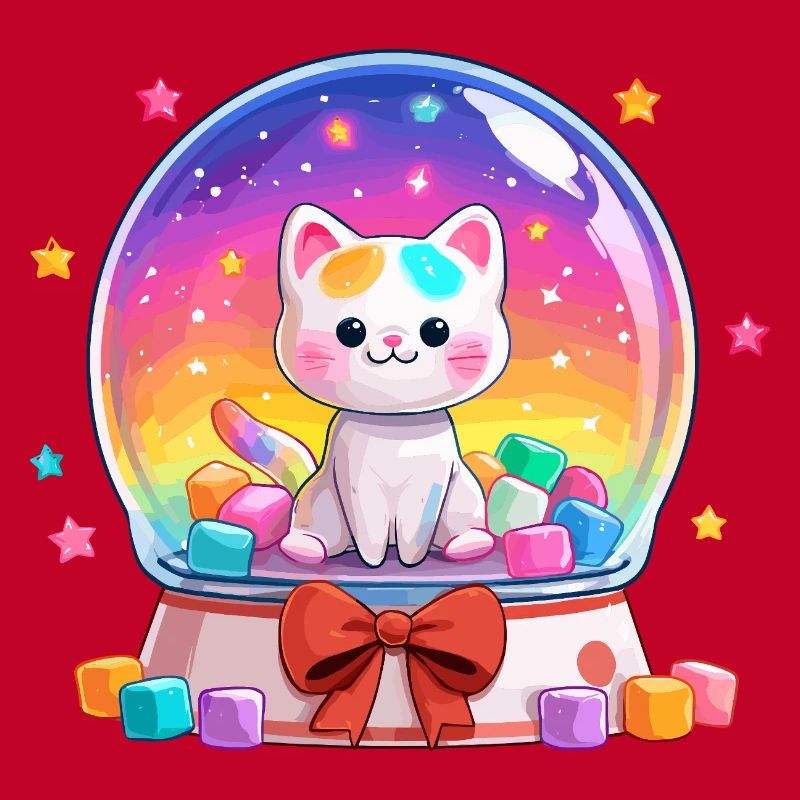Regenbogen Katzen Snowglobe