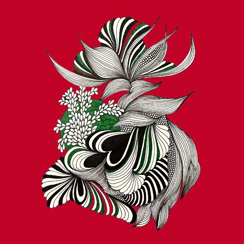 Green Lines Botanical Pattern