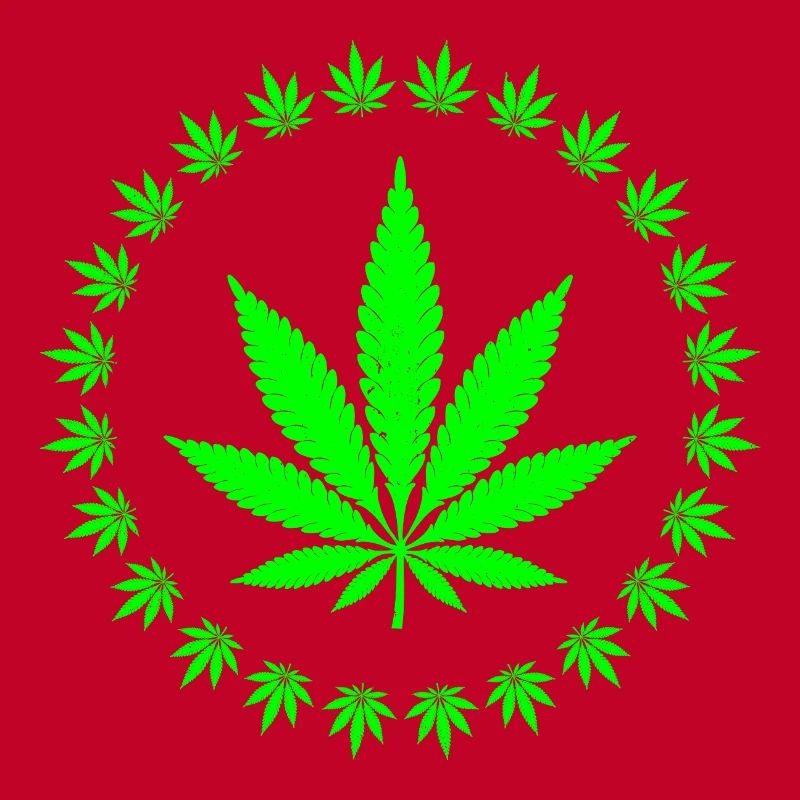 Bague en forme de feuille de cannabis vert vif