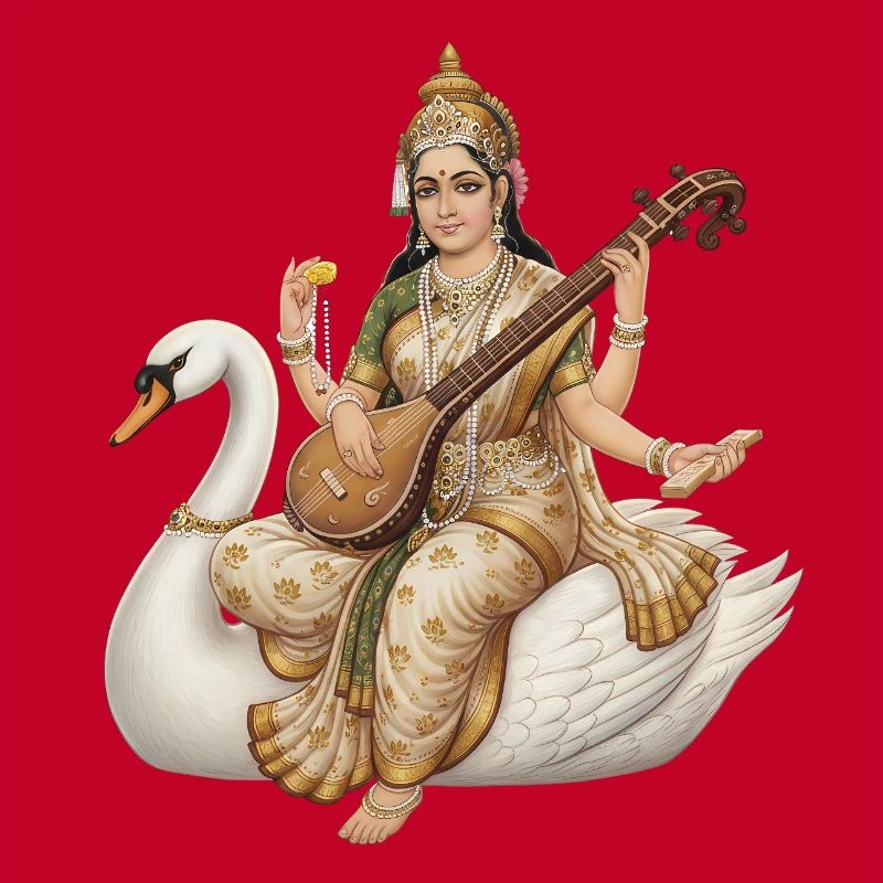Saraswati au cygne avec du luth