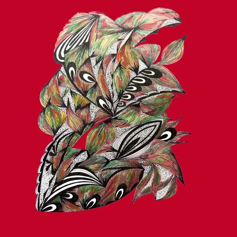 Motif éclatant de paon feuille