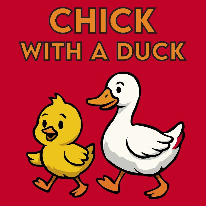 chick with a duck
