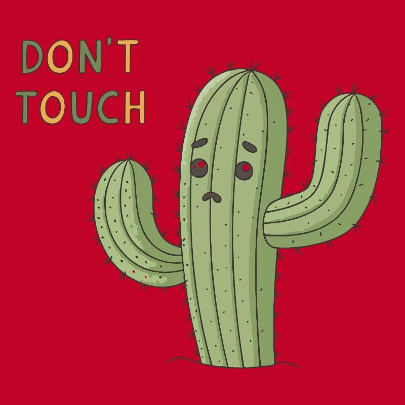 Cactus Triste Avertissement Don’t Touch