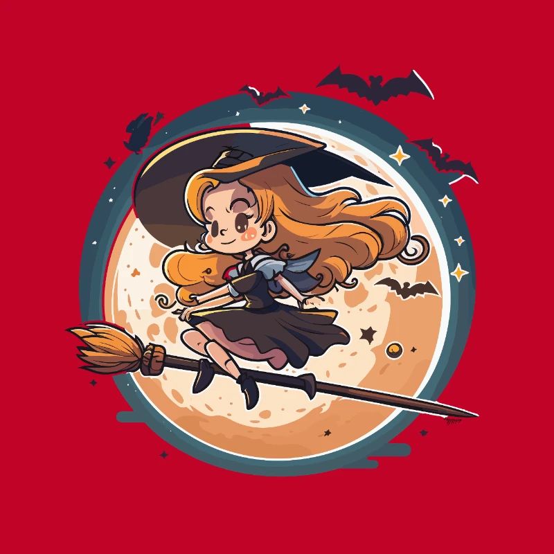 Moonlight Witch on Broom