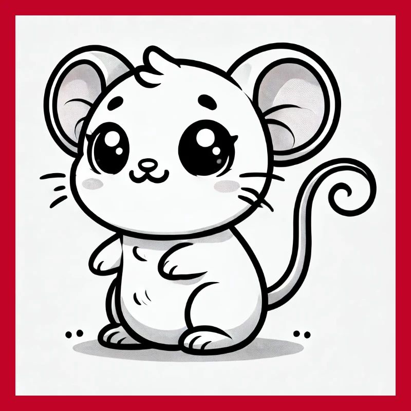 Kawaii Mouse Black White