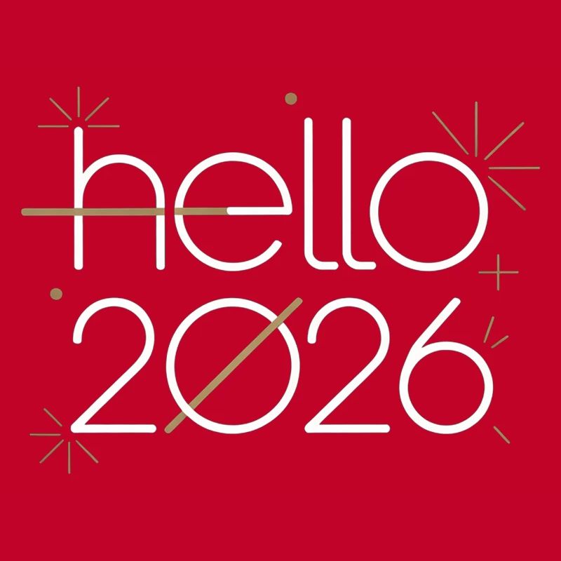 Hello 2026 Line Art Neon