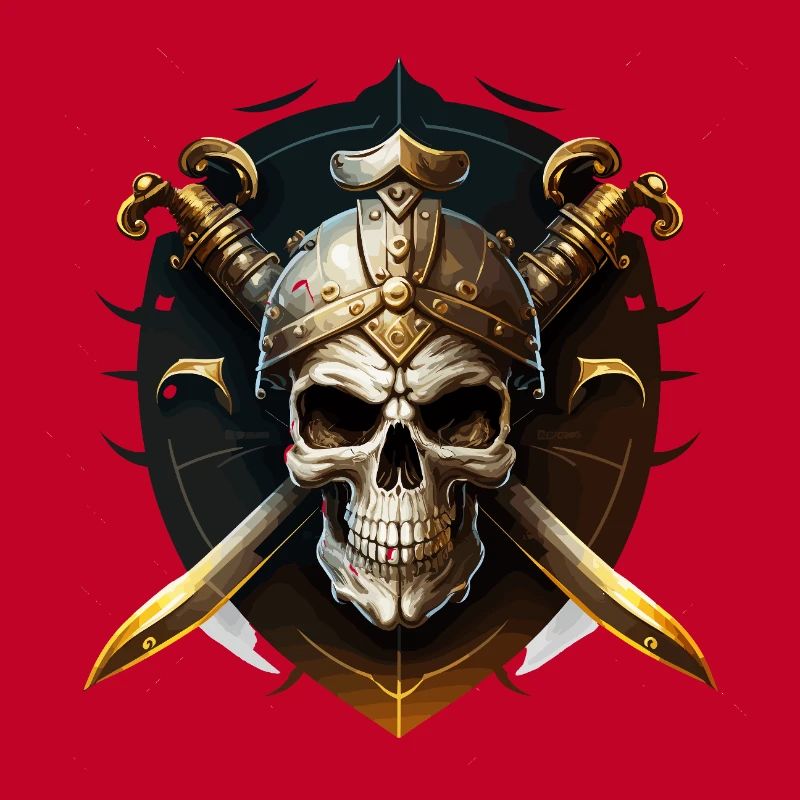 Guerrier crâne avec casque et lames