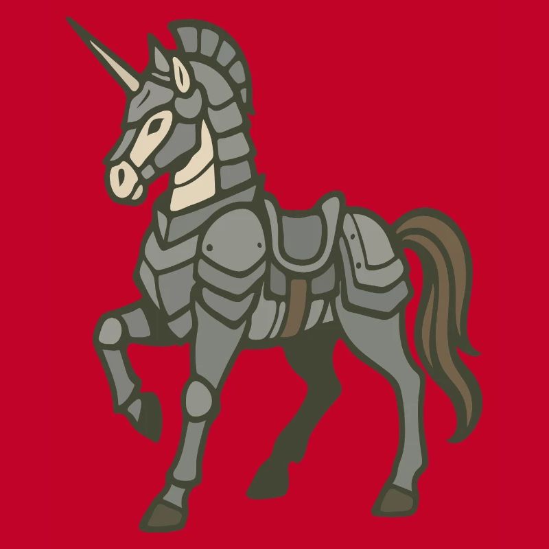 Fantasy-Design schwer gepanzerter Einhornritter