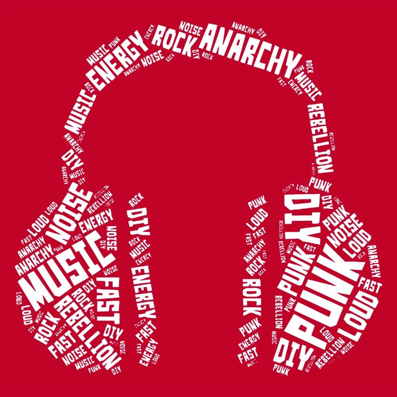 Punk Typografie Kopfhörer Wort Kunstdesign