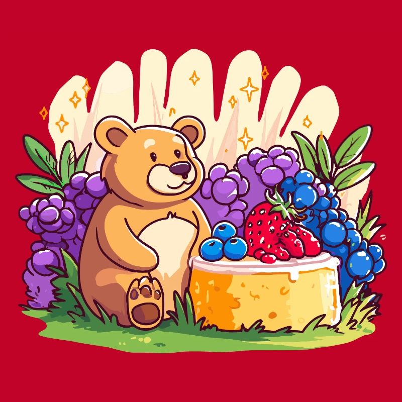 Cuddly bear on fruit cake