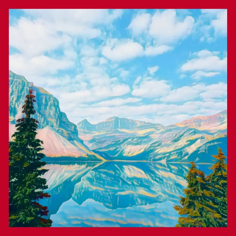 Sky blue mountain lake reflection