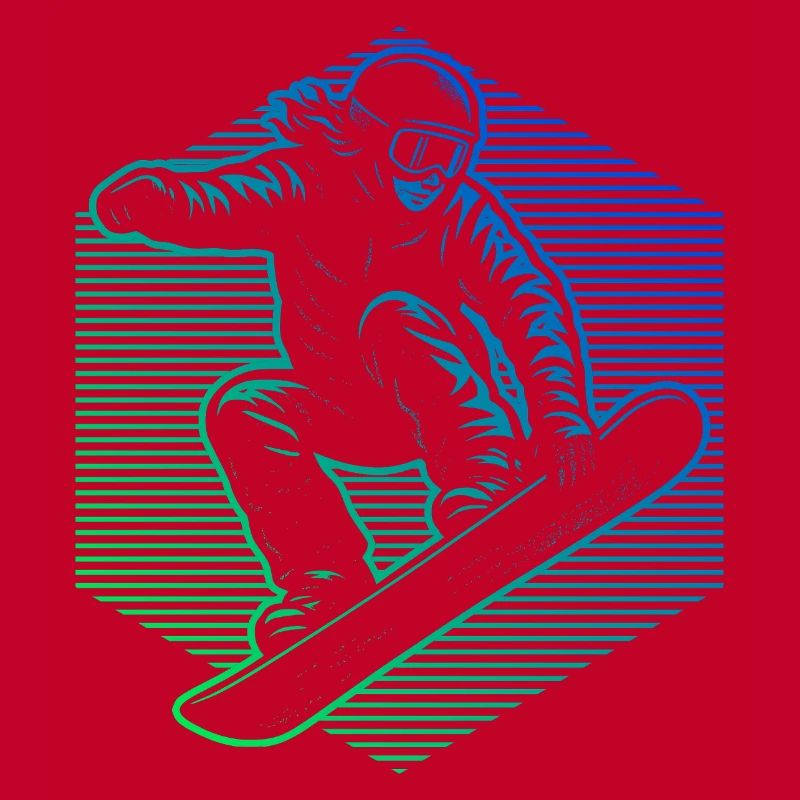 Snowboarders in neon gradient