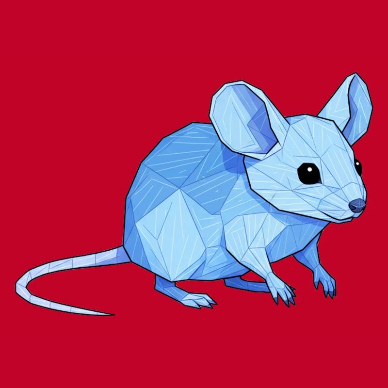 Blauer Low-Poly Maus