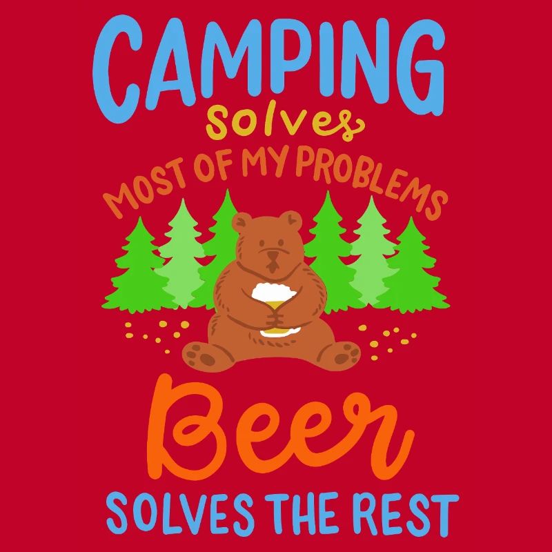 Funny Camping Bear Beer Solves Problems Art