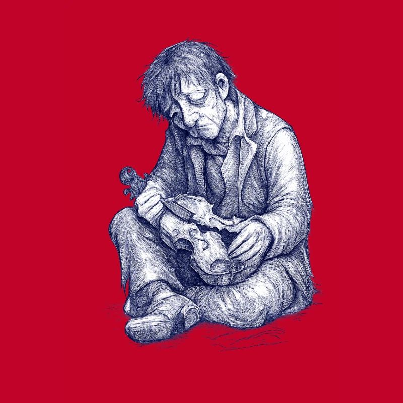 Melancholic reader | Hand Painted Drawing