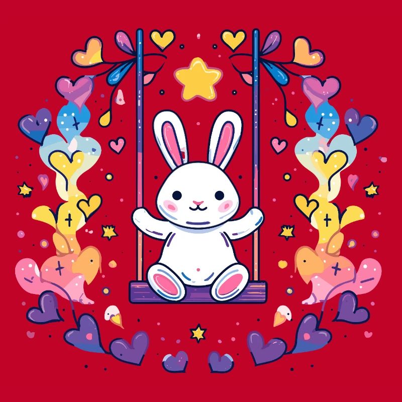 Design joyeux de balançoire de lapin