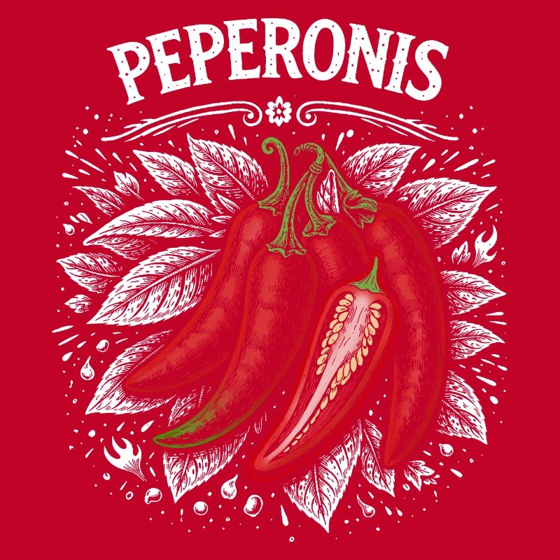 Conception de feuilles brûlantes de pepperoni