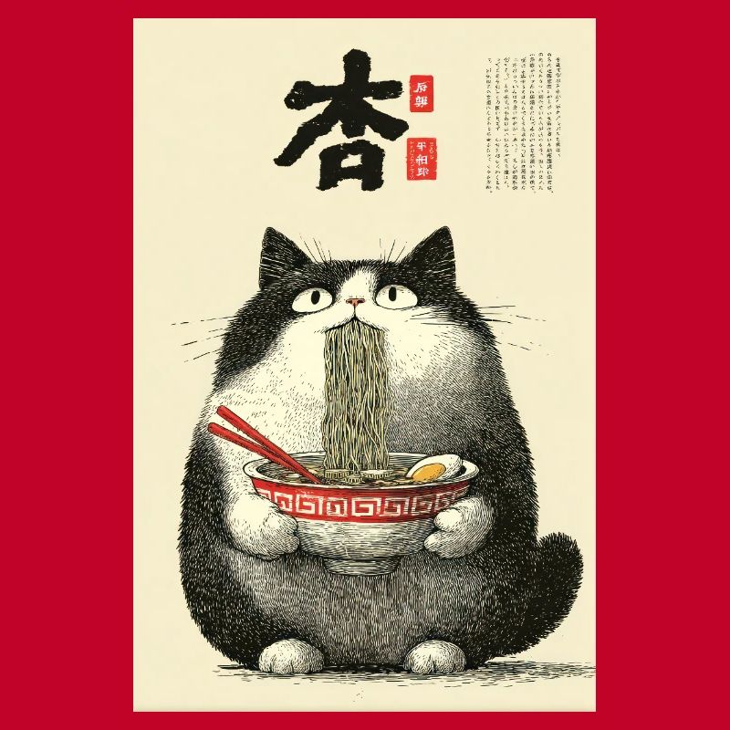 Noodle Cat Ukiyo-e Bowl