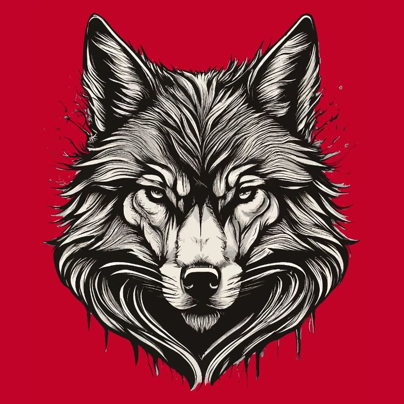 Wolf Head Ink Engraved