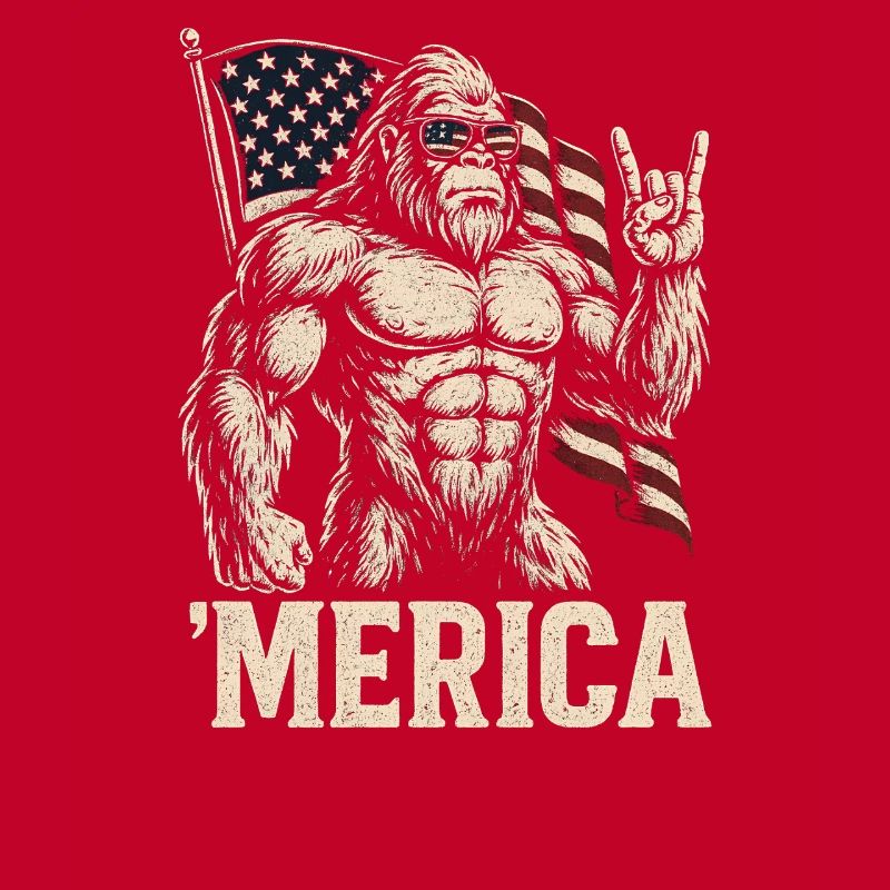 America Bigfoot Funny 4th of July Bigfoot Ameri