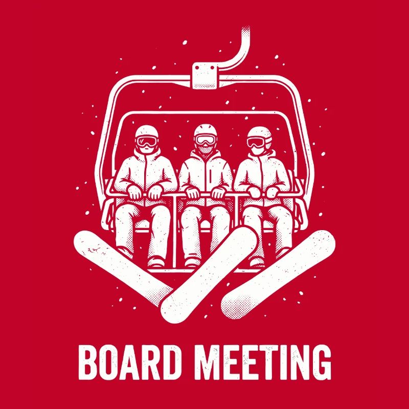 Vorstandssitzung Snowboard Sessellift Retro