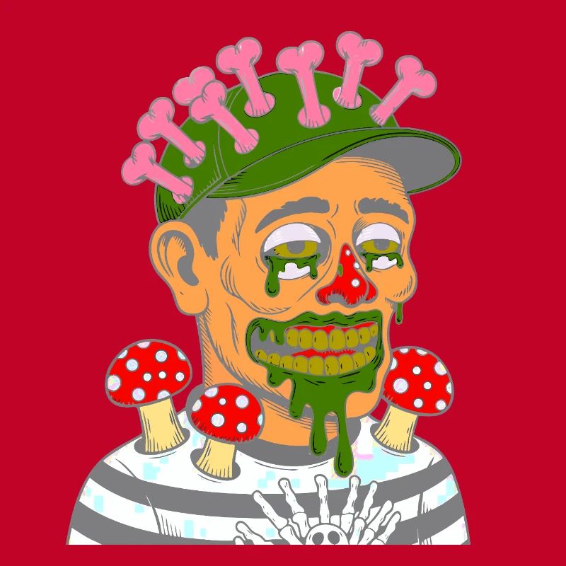 Portrait de zombie champignon avec champignons