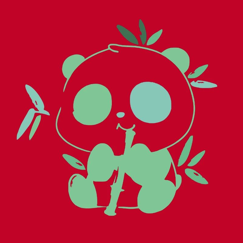 Panda avec bambou – illustration délicate