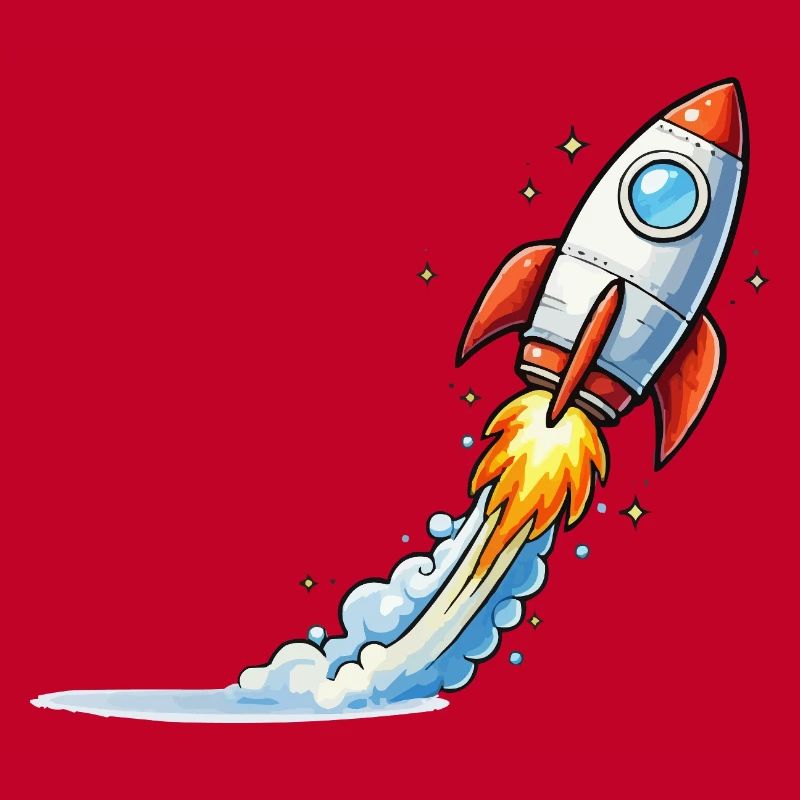 Rocket Launch Cartoon Design