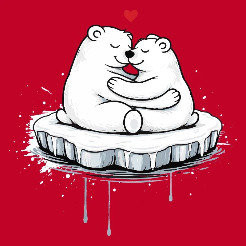 Zwei kuschelnde Eisbären auf Eisscholle 